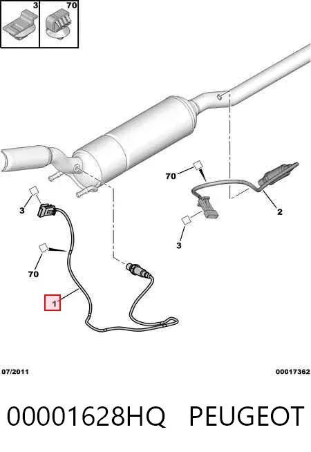 Sonda lambda czujnik tlenu przed katalizatorem 00001628HQ Peugeot/Citroen