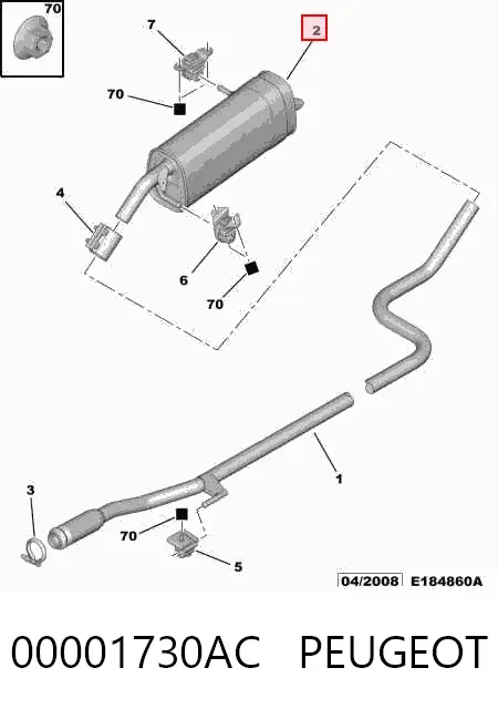 Tłumik, tylna część 00001730AC Peugeot/Citroen