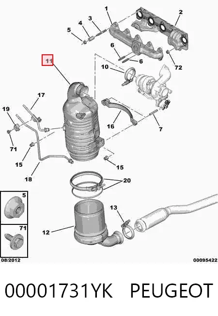 Konwerter-katalizator 00001731YK Peugeot/Citroen