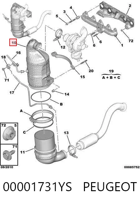 Konwerter-katalizator 00001731YS Peugeot/Citroen