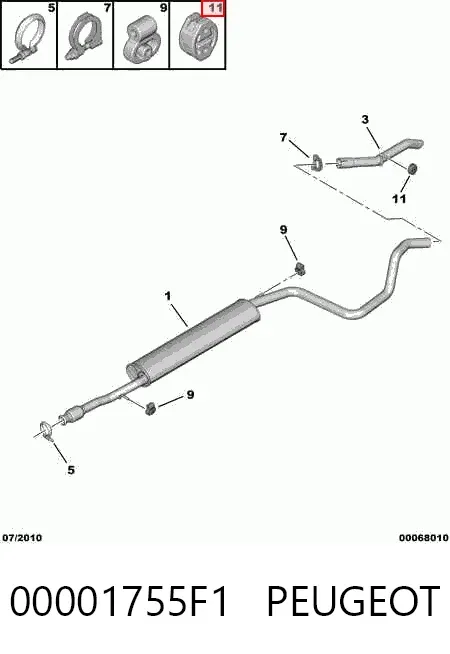 Poduszka mocowania tłumika 00001755F1 Peugeot/Citroen