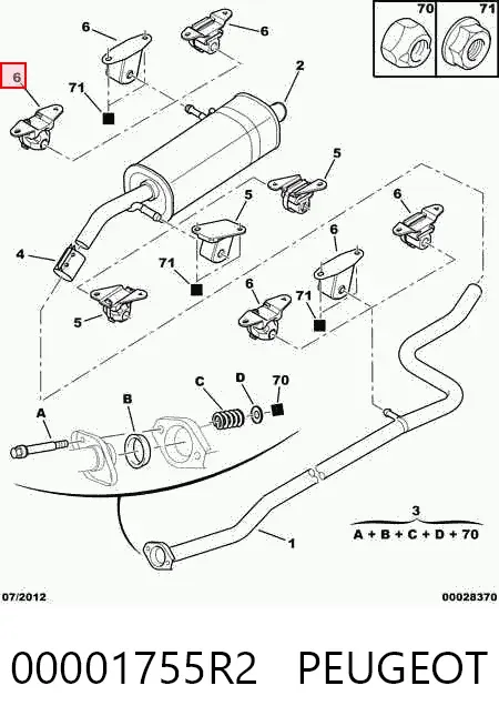 Poduszka mocowania tłumika 00001755R2 Peugeot/Citroen