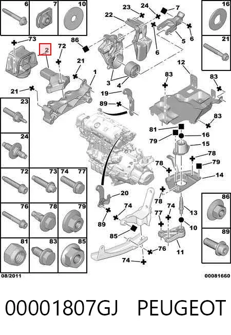 Poduszka (podpora) silnika prawa 00001807GJ Peugeot/Citroen