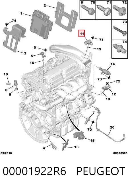 Czujnik ciśnienia w kolektorze ssącym, MAP 00001922R6 Peugeot/Citroen