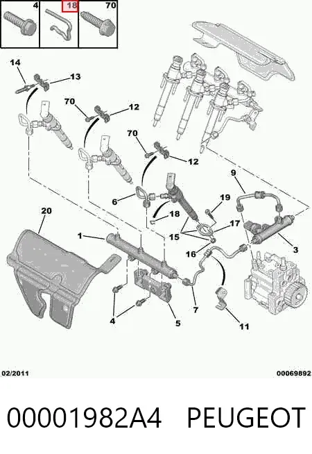 Zacisk mocujący rurki zwrotnej wtryskiwaczy 00001982A4 Peugeot/Citroen
