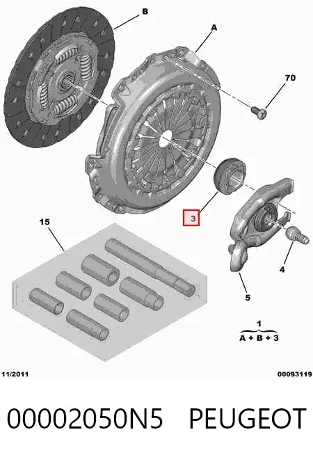 Zestaw sprzęgła (3 części) 00002050N5 Peugeot/Citroen