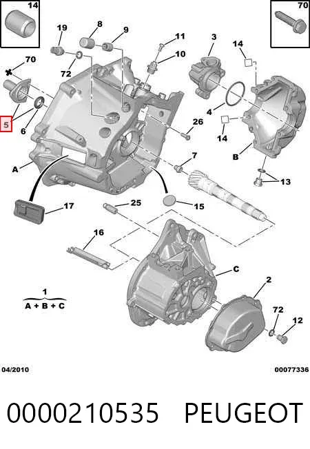 Prowadnica wału sprzęgłowego skrzyni biegów 0000210535 Peugeot/Citroen