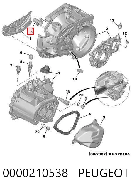 Prowadnica wału sprzęgłowego skrzyni biegów 0000210538 Peugeot/Citroen