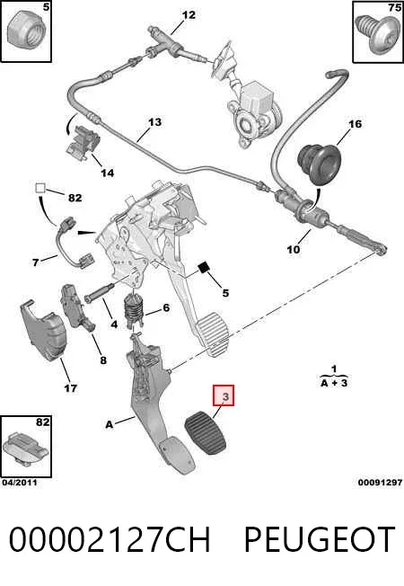 Pedał sprzęgła 00002127CH Peugeot/Citroen