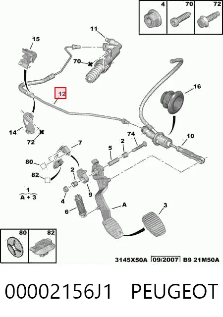 Przewód sprzęgła 00002156J1 Peugeot/Citroen