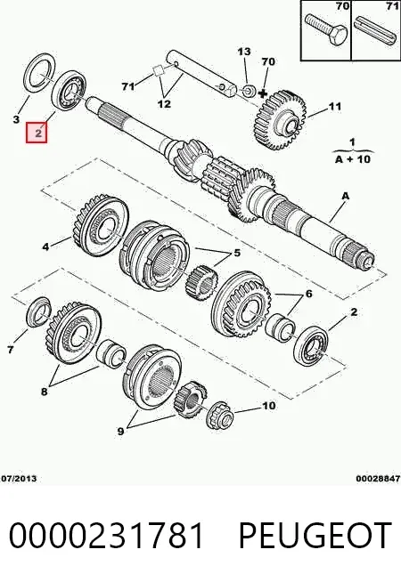 Łożysko wału sprzęgłowego skrzyni biegów 0000231781 Peugeot/Citroen