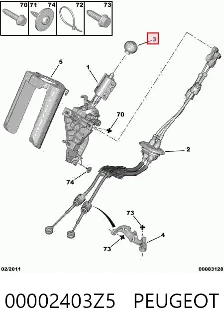 Rękojeść dźwigni biegów 00002403Z5 Peugeot/Citroen
