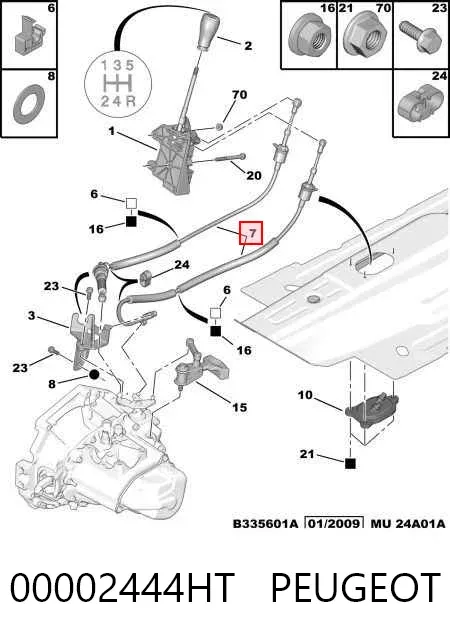 Linka dźwigni zmiany biegów podwójna 00002444HT Peugeot/Citroen