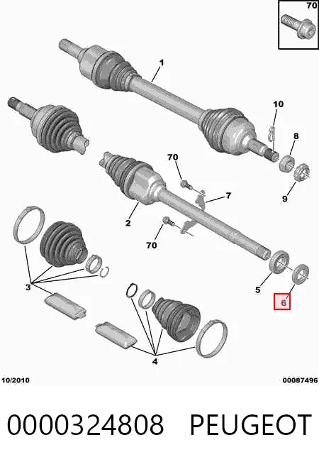 Uszczelniacz półosi mostu przedniego 0000324808 Peugeot/Citroen