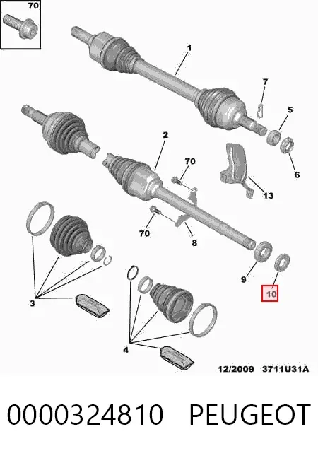 Pierścień zatrzaskowy łożyska półosi przedniej 0000324810 Peugeot/Citroen