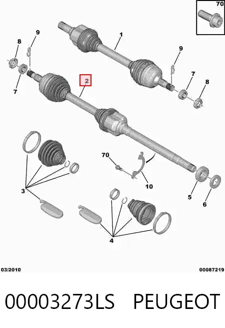 Półoś napędowa przednia prawa 00003273LS Peugeot/Citroen