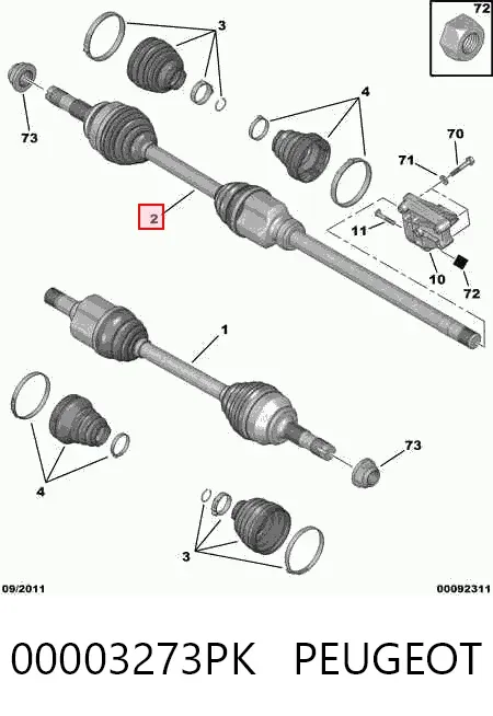 Półoś napędowa przednia prawa 00003273PK Peugeot/Citroen