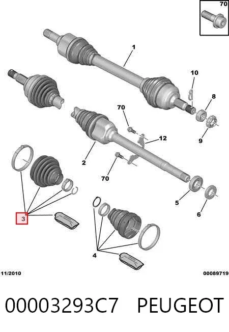 Osłona przegubu homokinetycznego półosi przedniej zewnętrzna 00003293C7 Peugeot/Citroen