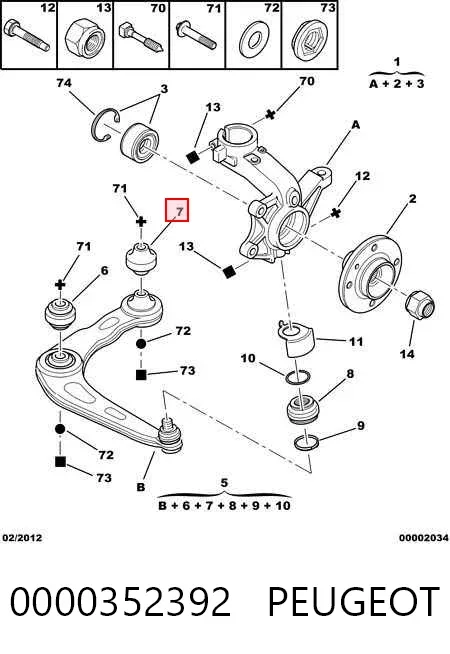 Silentblock przedniego wahacza dolnego 0000352392 Peugeot/Citroen