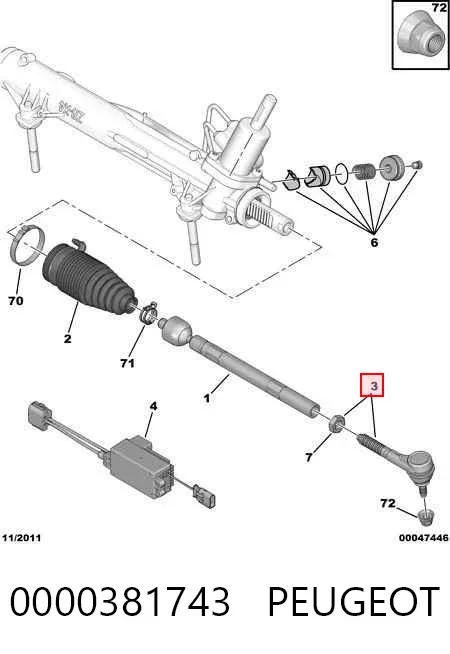 Końcówka drążka kierowniczego zewnętrzna 0000381743 Peugeot/Citroen