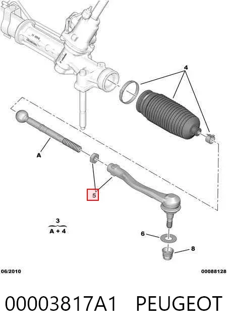 Końcówka drążka kierowniczego zewnętrzna 00003817A1 Peugeot/Citroen