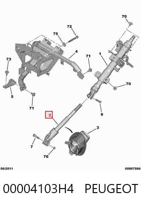 Wał kolumny kierowniczej dolny 00004103H4 Peugeot/Citroen
