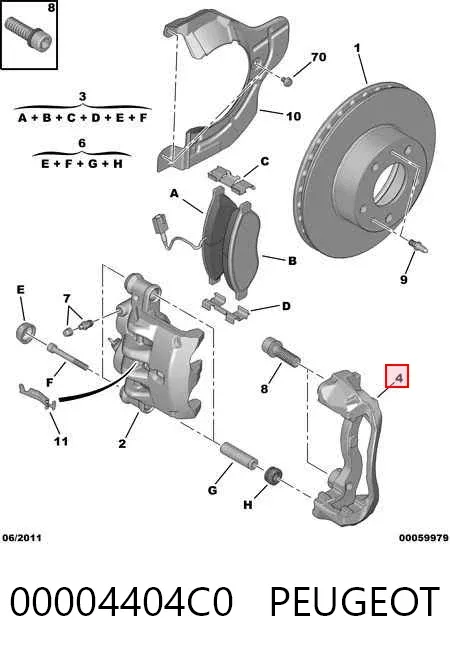 Jarzmo zacisku hamulcowego przedniego 00004404C0 Peugeot/Citroen