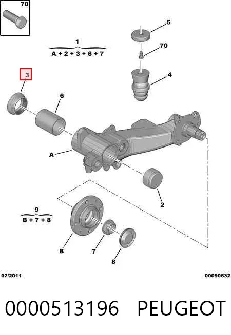 Silentblock tylnej belki 0000513196 Peugeot/Citroen