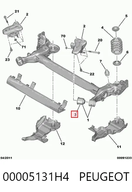 Silentblock tylnej belki 00005131H4 Peugeot/Citroen