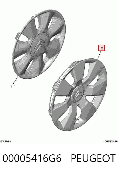 Kołpak do obręczy koła 00005416G6 Peugeot/Citroen