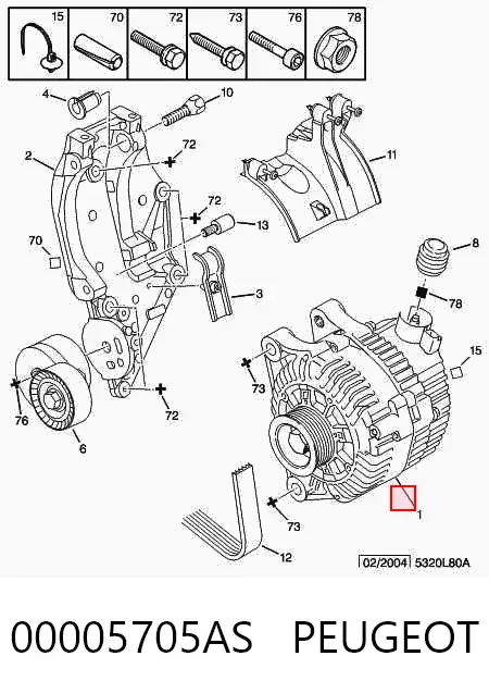 Alternator 00005705AS Peugeot/Citroen