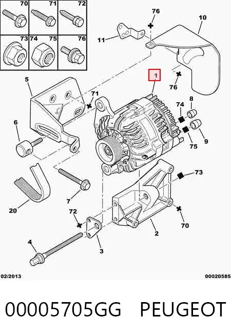 Alternator 00005705GG Peugeot/Citroen