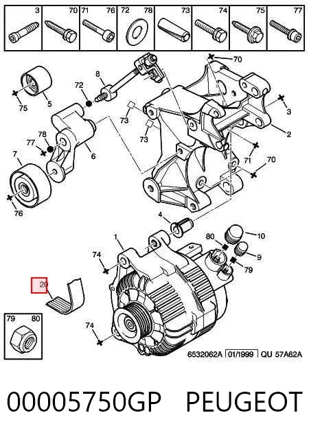 Pas napędowy mechanizmów 00005750GP Peugeot/Citroen