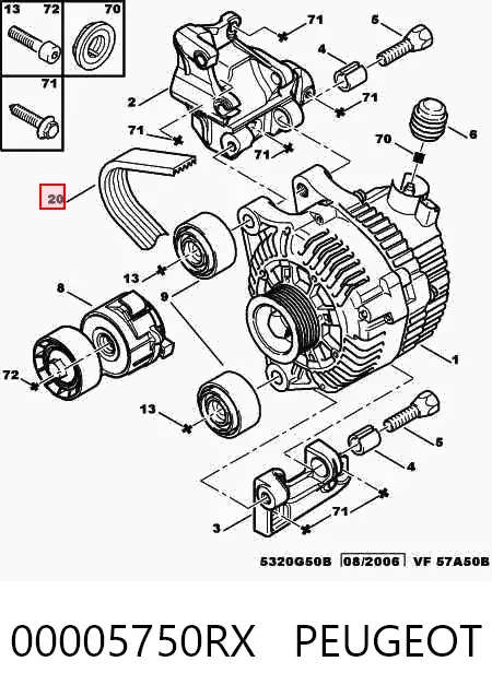 Pas napędowy mechanizmów 00005750RX Peugeot/Citroen