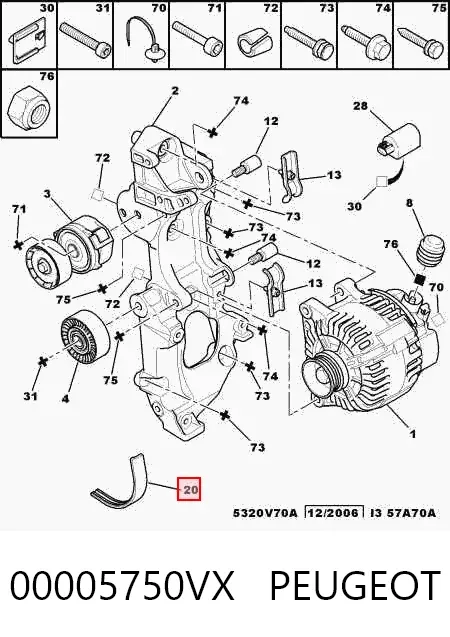 Pas napędowy mechanizmów 00005750VX Peugeot/Citroen