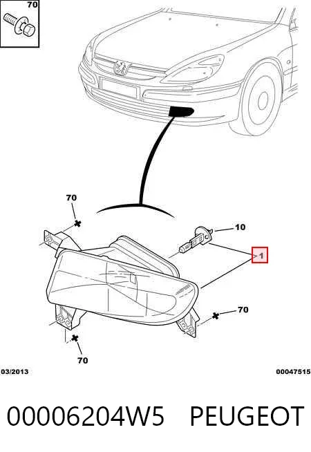 Lampa przeciwmgielna lewa 00006204W5 Peugeot/Citroen