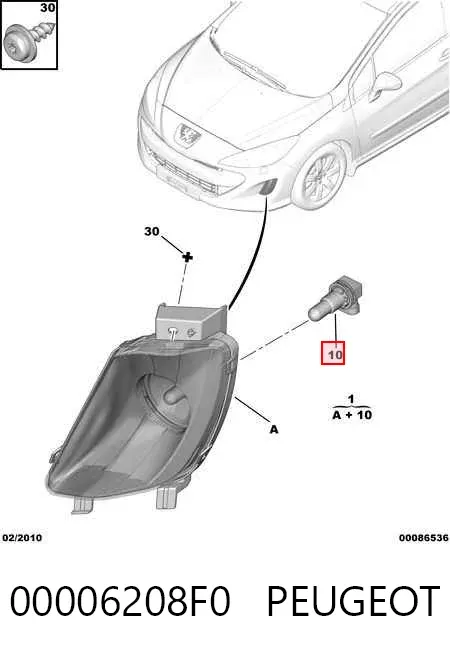 Lampa przeciwmgielna lewa 00006208F0 Peugeot/Citroen