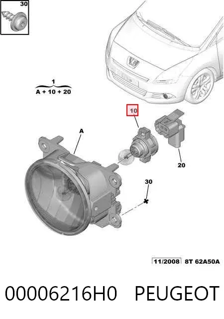 Żarówka lampy przeciwmgielnej 00006216H0 Peugeot/Citroen