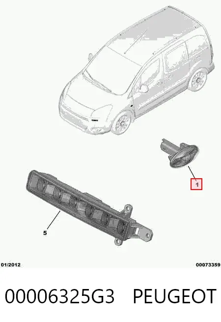 Powtarzacz kierunkowskazu na błotniku 00006325G3 Peugeot/Citroen