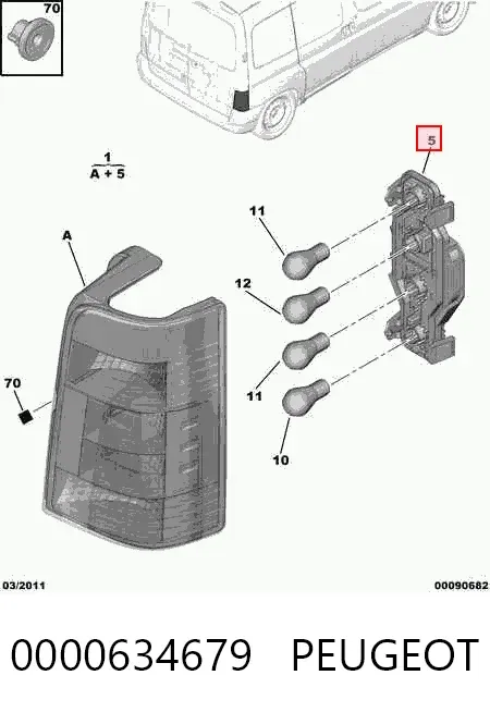 Płyta lampy zespolonej tylnej kontaktowa 0000634679 Peugeot/Citroen