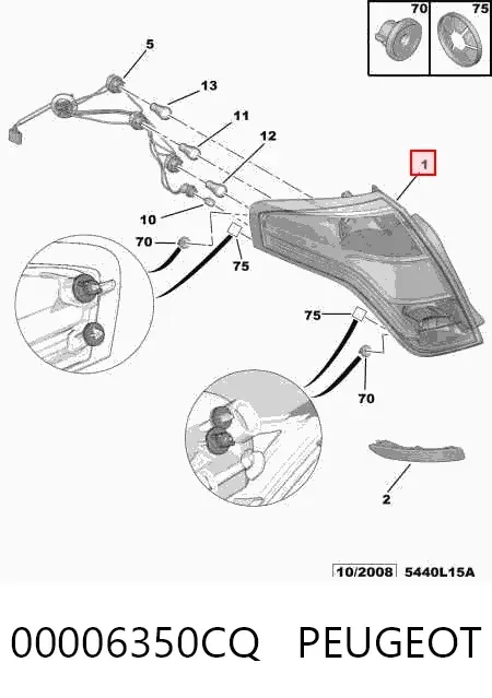 Lampa zespolona tylna lewa 00006350CQ Peugeot/Citroen