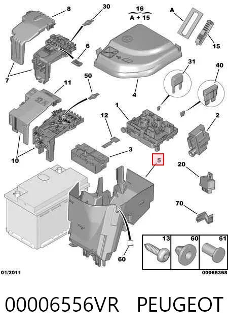 Obudowa skrzynki bezpieczników 00006556VR Peugeot/Citroen