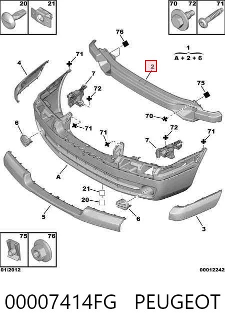 Wzmocnienie zderzaka przedniego 00007414FG Peugeot/Citroen