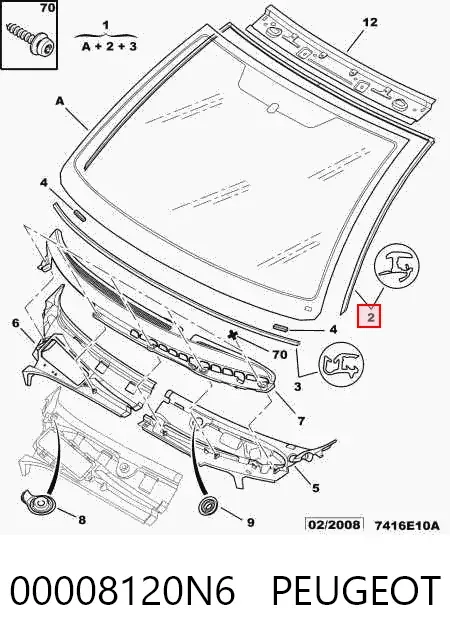 Listwa ochronna szyby przedniej 00008120N6 Peugeot/Citroen