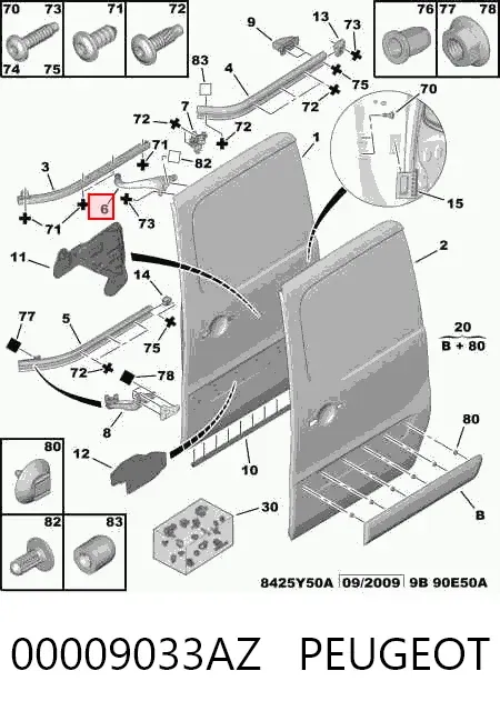 Rolka drzwi bocznych (przesuwnych) lewa górna 00009033AZ Peugeot/Citroen