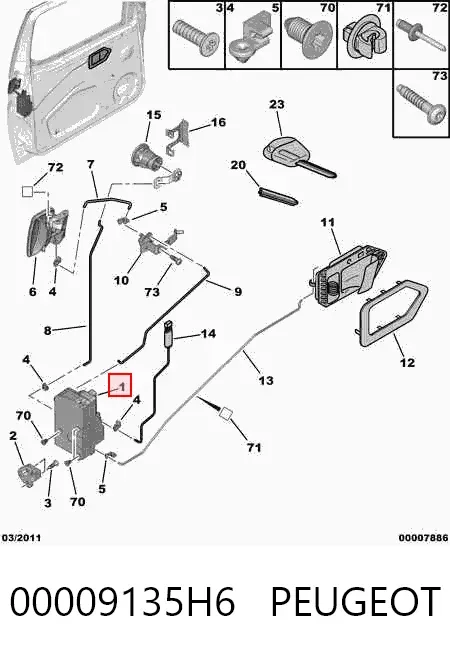 Zamek drzwi przednich lewych 00009135H6 Peugeot/Citroen