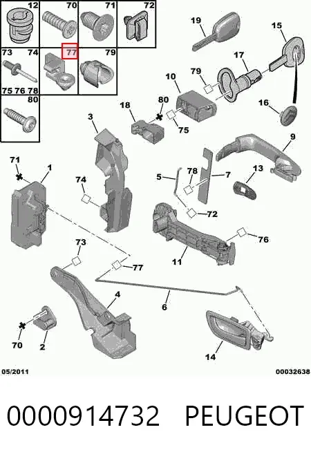 Czop (zwrotnica) przedni lewy 0000914732 Peugeot/Citroen