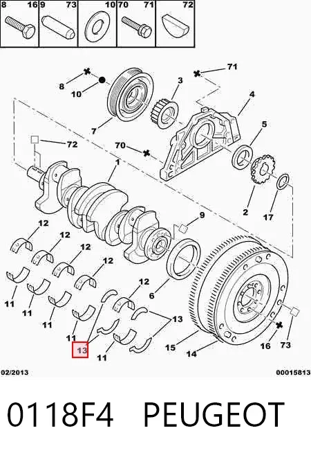 Półpierścień oporowy wału korbowego, STD, zestaw 0118F4 Peugeot/Citroen