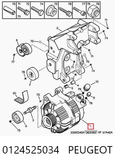 Alternator 0124525034 Peugeot/Citroen
