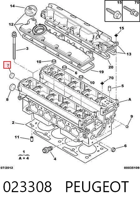 Zaślepka głowicy cylindrów/bloku cylindrów 023308 Peugeot/Citroen